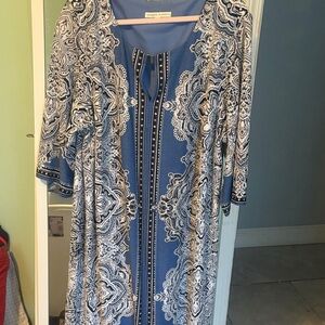 Blue and White Patterned Dress